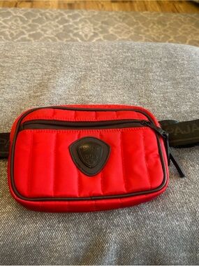 Pajar Red Quilted Belt Bag with Black Trim and Badge